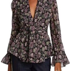 Cinq à Sept Marlow Floral Flared-Sleeve Top. Size XS NWOT